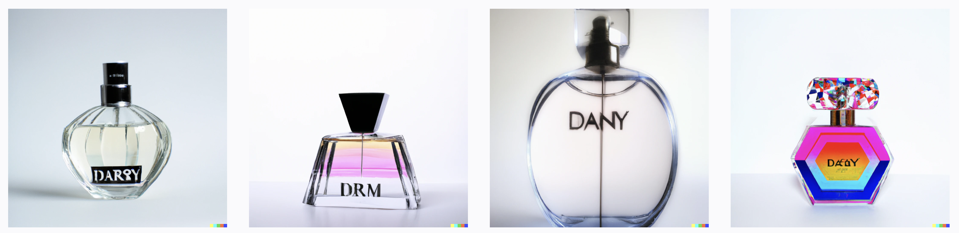Fragrance bottles made by an AI