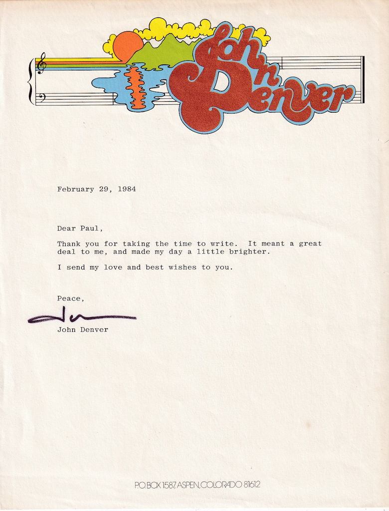 John Denver-TSL from 1984 | Todd Mueller Autographs