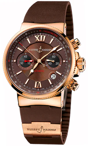 Ulysse Nardin Marine Chronograph Rose Gold Brown Dial Rubber Band