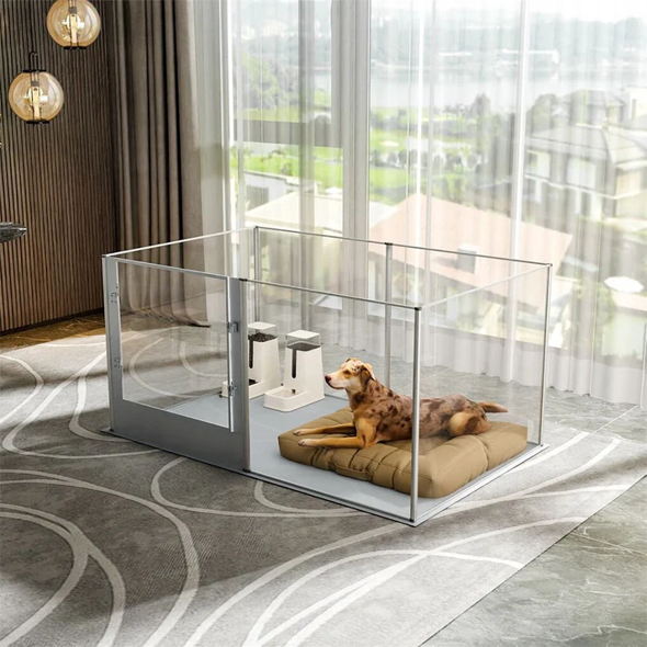 Large Acrylic Dog Playpen 120x120x61CM 8 Panels Cage