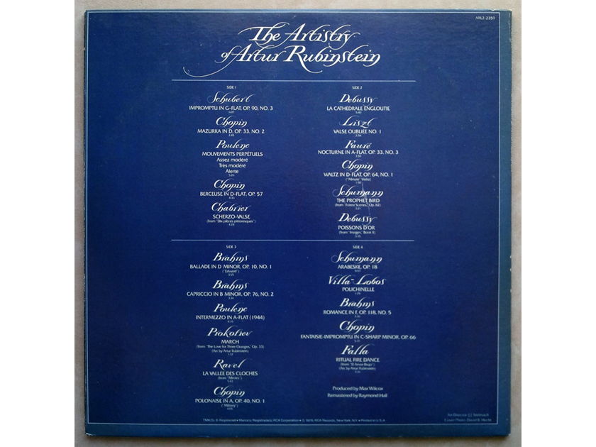 RCA / Rubinstein - The Artistry of - Artur Rubinstein / EX
