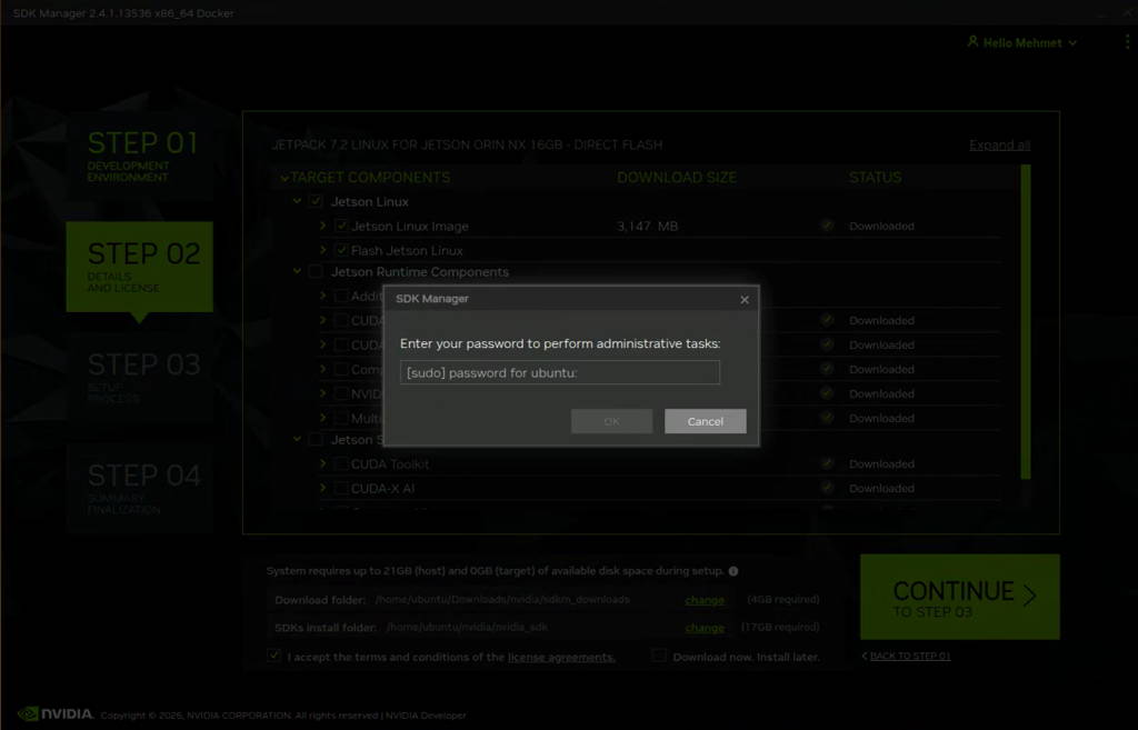 SDK Manager step-2 password