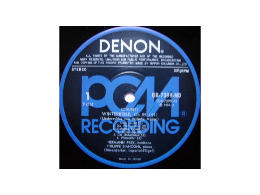 ★Audiophile★ Denon PCM / HERMANN PREY, - Schubert Winterreise, NM, 2LP Set!