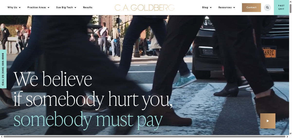 Screenshot of C.A. Goldberg, from the law firm websites collection.