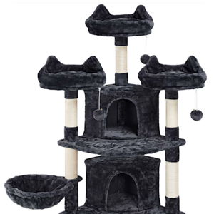 Topeakmart Multilevel Large Cat Tower with Condos Platforms, Black, 69" H