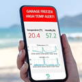 Phone that shows a garage freezer high temperature alert.