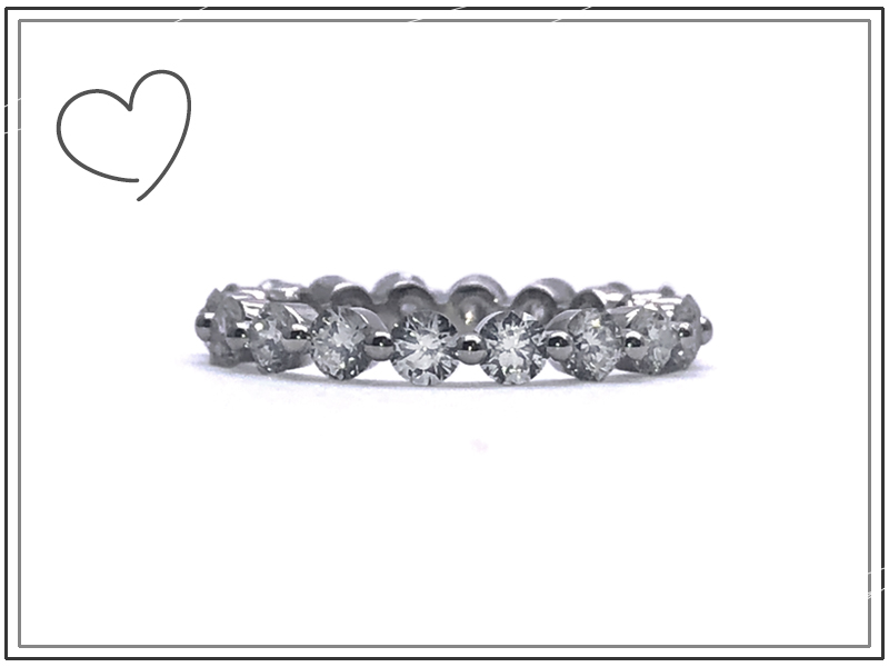 eternity ring with 16 diamonds set closed