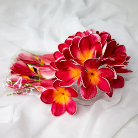 Passion Frangipani Flowerhead (6 Pack) - Realistic Artificial Flowers