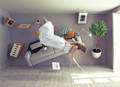 Lady flies in zero gravity room