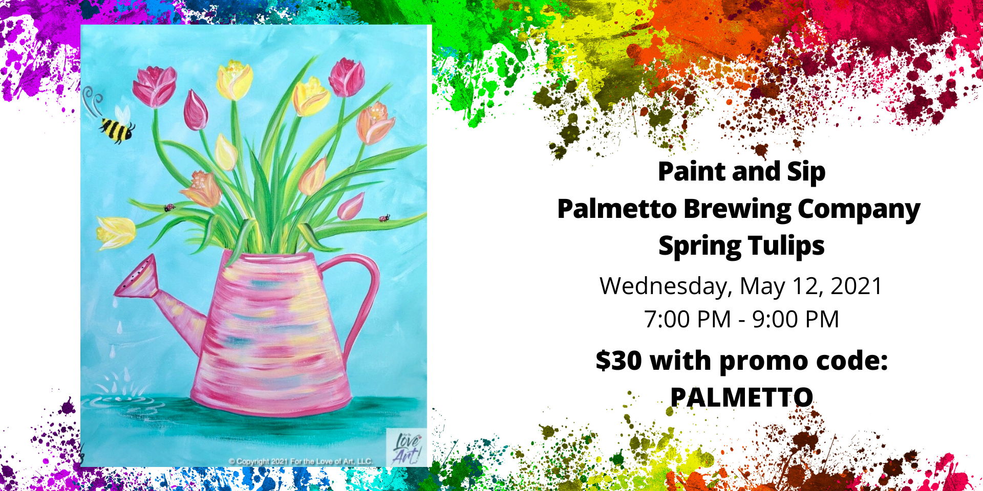 Paint & Sip @ Palmetto Brewing Co.: Spring Tulips ($30pp) promotional image