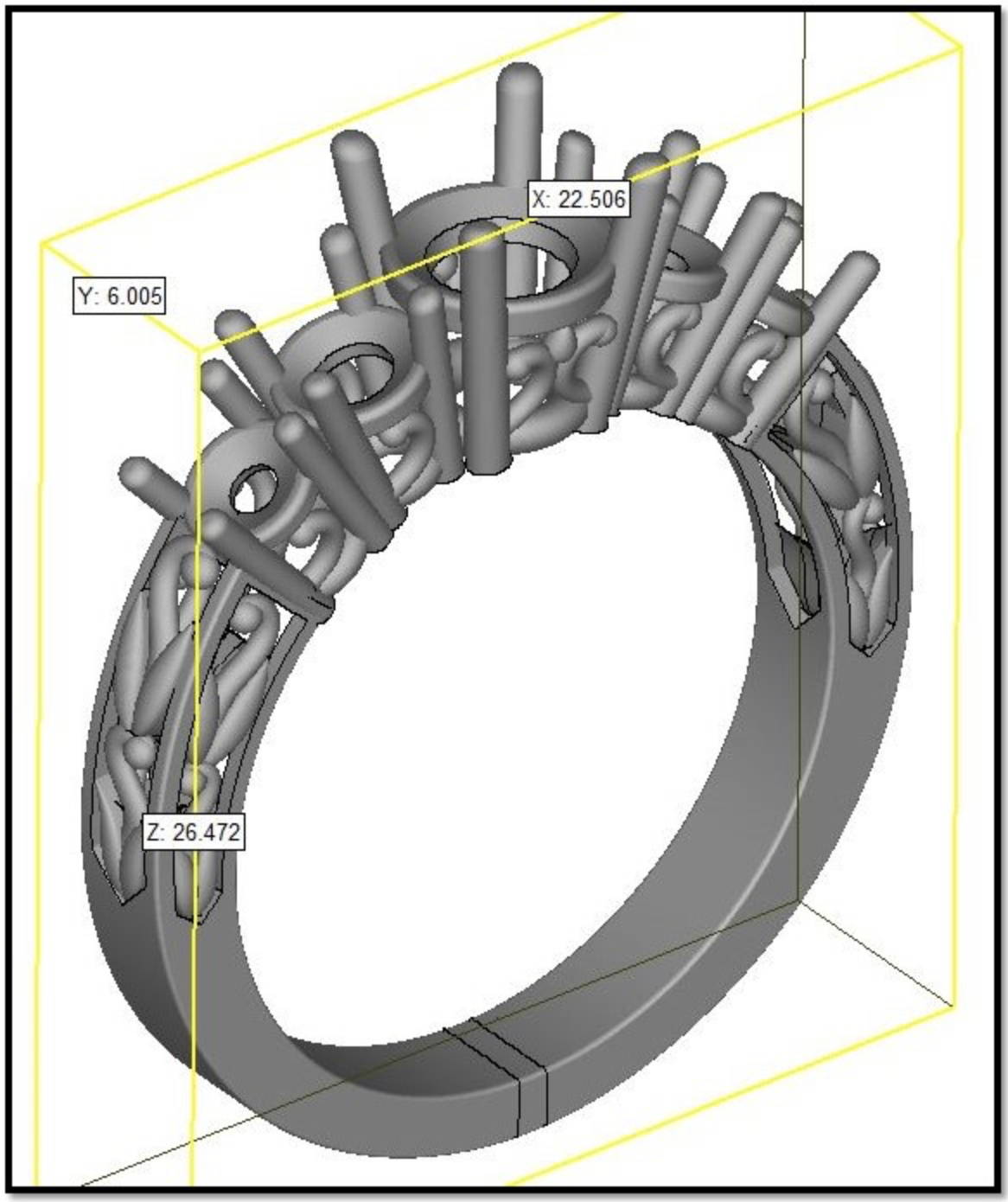 CAD model of a custom engagement ring