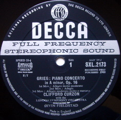 DECCA SXL-WB-ED1 / CURZON-BOULT, - Grieg Piano Concerto...