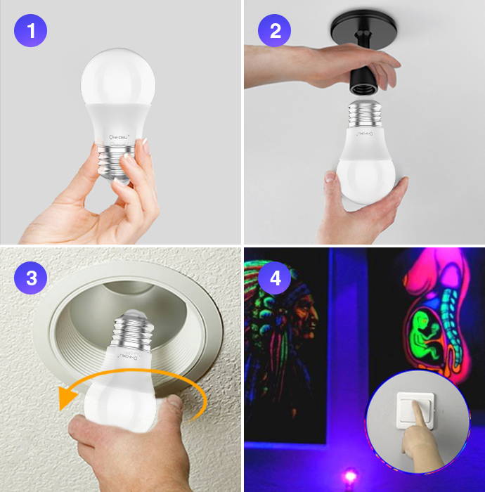 black light bulbs installation