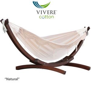 Double Cotton Hammock with Solid Pine Stand