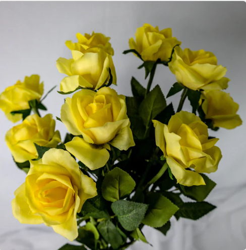 Yellow Real Touch Open Bloom Rose - Realistic Artificial Flowers - Image 3