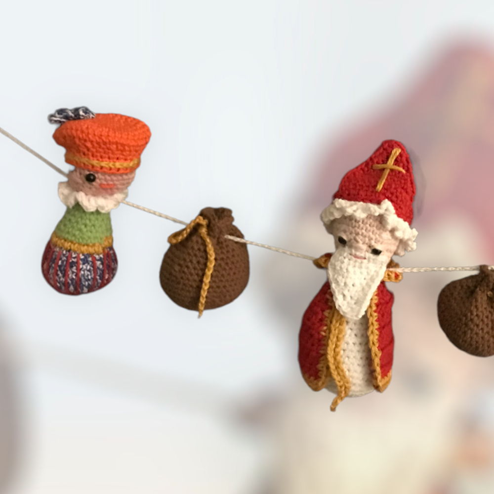 Haakpatroon Sint en Piet slinger/raamslinger