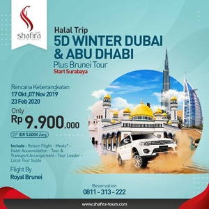 Shafira Tour & Travel: Promo HALAL Trip WINTER IN DUBAI only Rp 9.900.000 sampai 02/23/2020