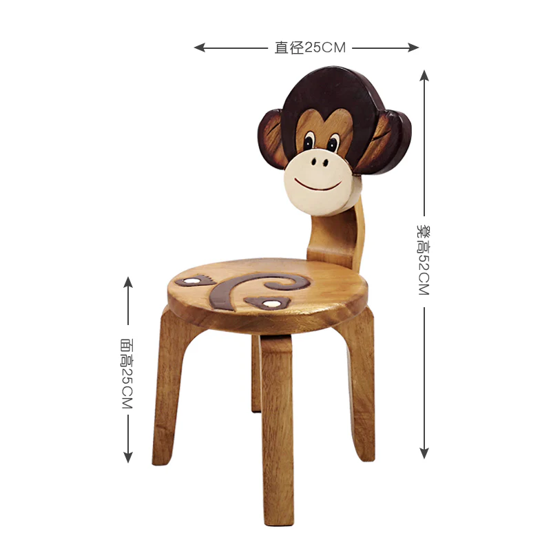 Children's hand-crafted wood Chair With back rest Animal MONKEY Theme Children’s Chair and Toddlers Stepping Stool - Image 3