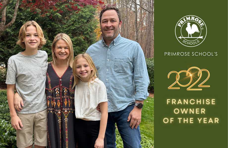 Franchise Owners of Primrose School Keri and Carl Stoltz with their family