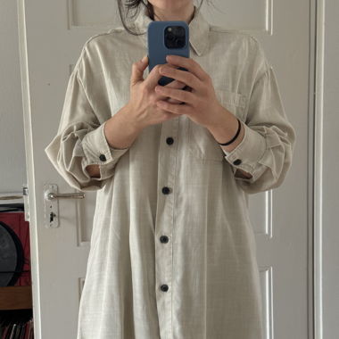 Zara Oversized Beige Lyocell Long Shirt S