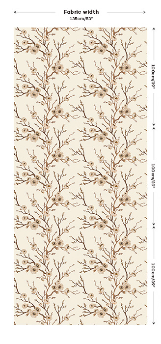 cream cherry blossom drape fabric pattern image