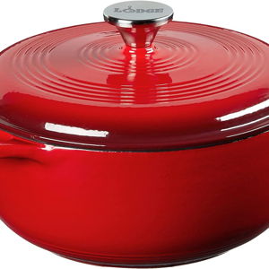 Lodge 4.5 Quart Enameled Cast Iron Dutch Oven with Lid - Island Spice Red