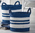 Blue and white striped beachy baskets