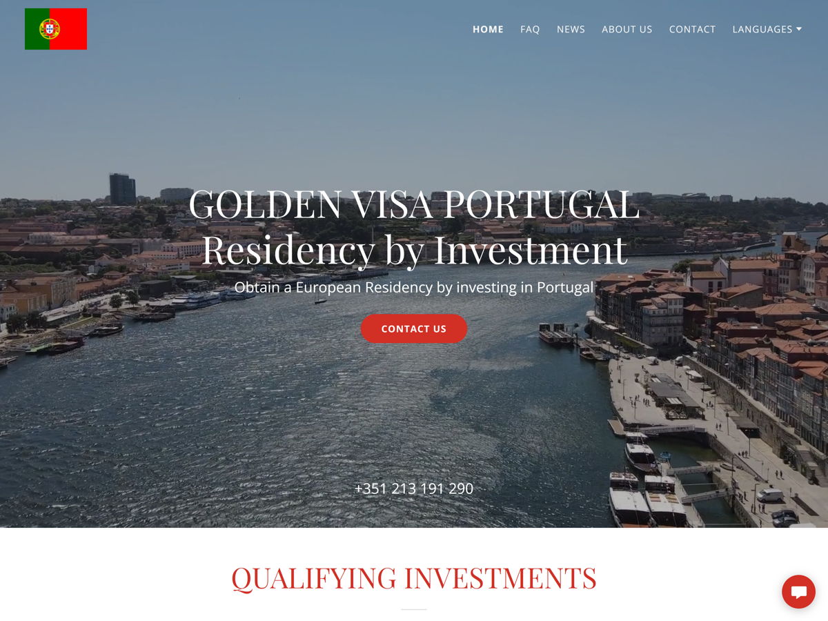 Screenshot of Golden Visa, from the godaddy websites collection.