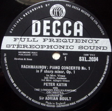 DECCA SXL-WB-BB-ED1 / KATIN-BOULT, - Rachmaninov Piano ...