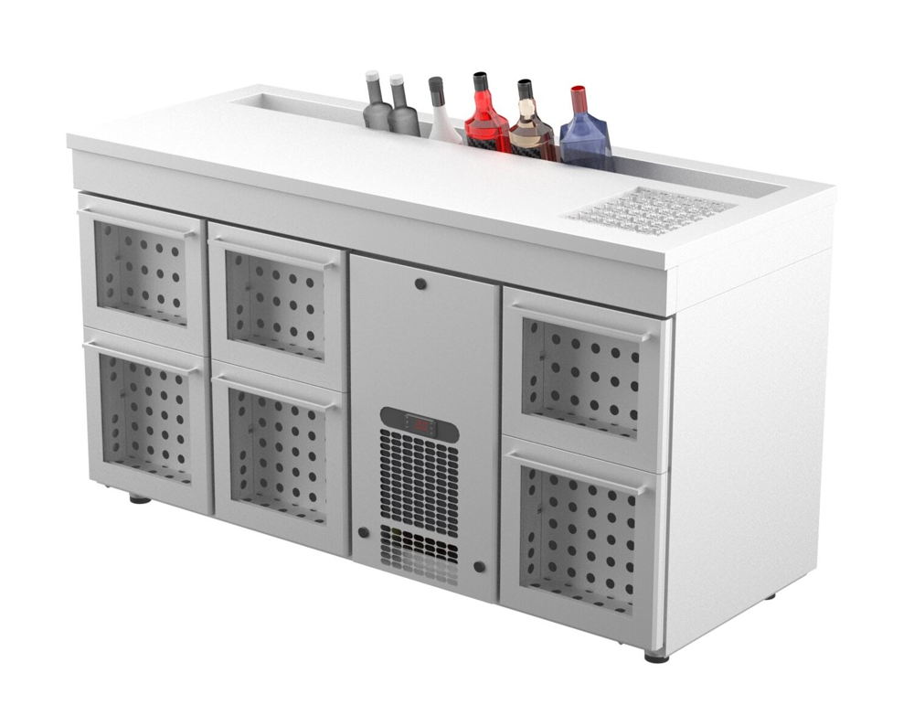 Coolpart BM-1606 Barkylbänk - Lådor i glas