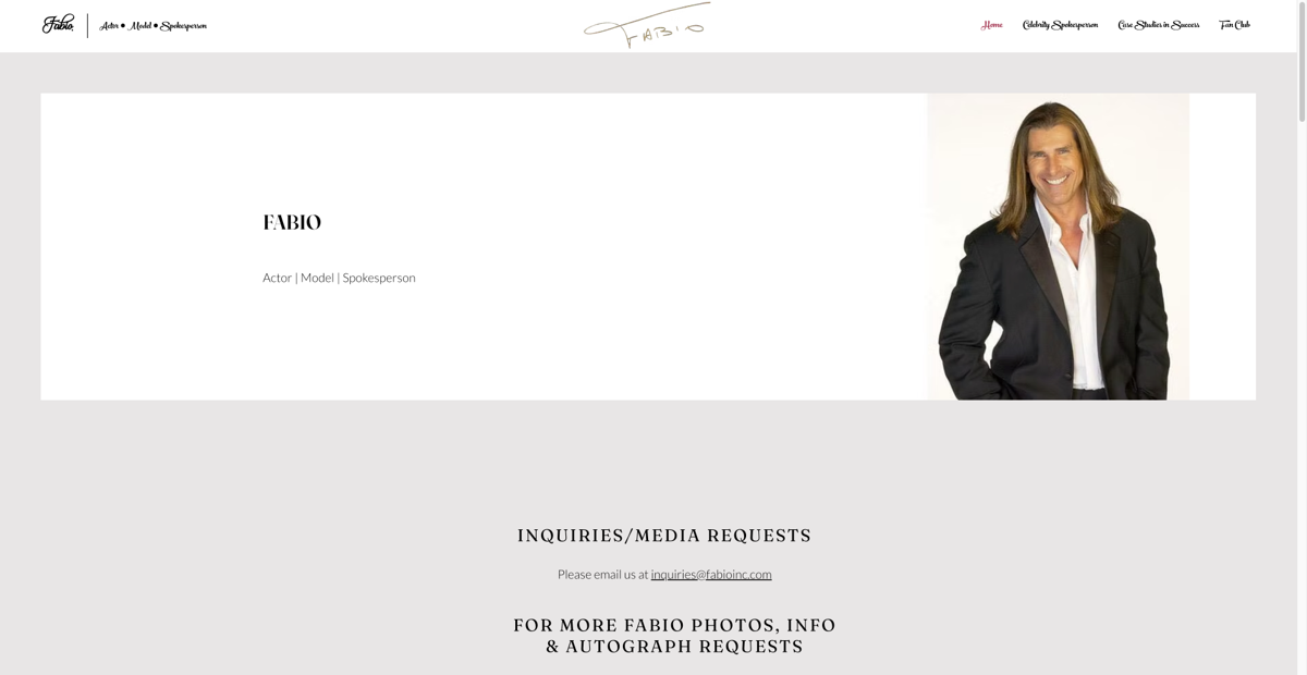 Screenshot of Fabio , from the model websites collection.