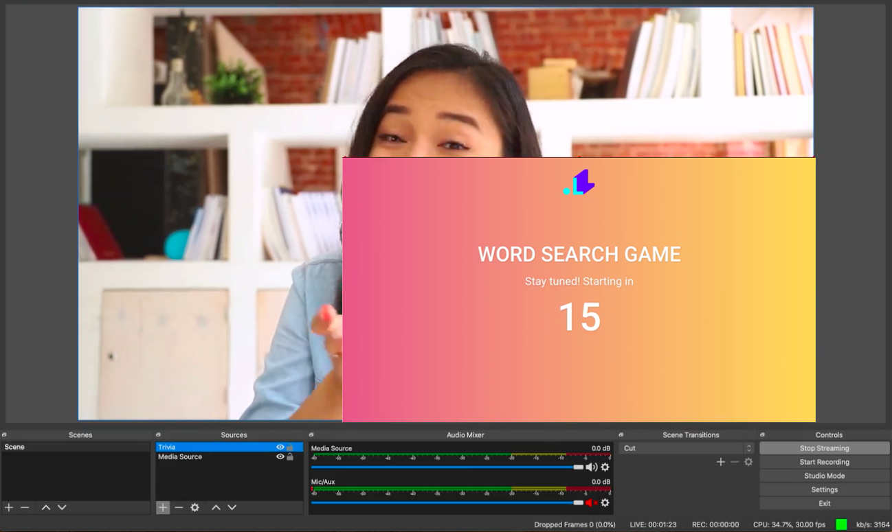 Check Word search game in OBS