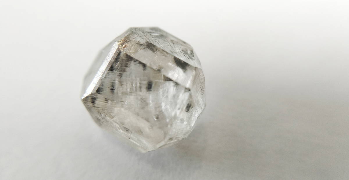 Photo of an uncut laboratory-created diamond