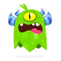 scared, frightened neon green montster