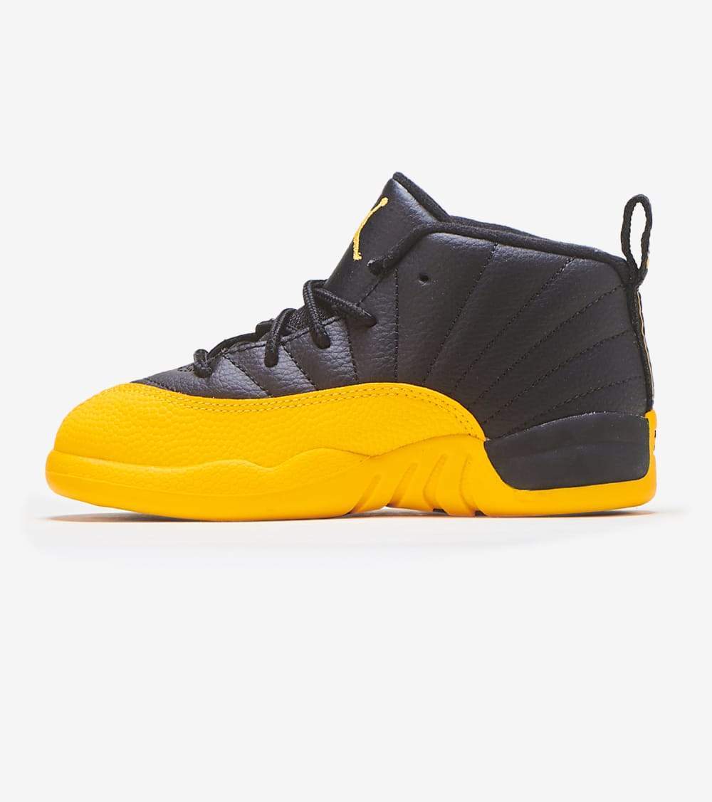 jordan retro 12 black and university gold