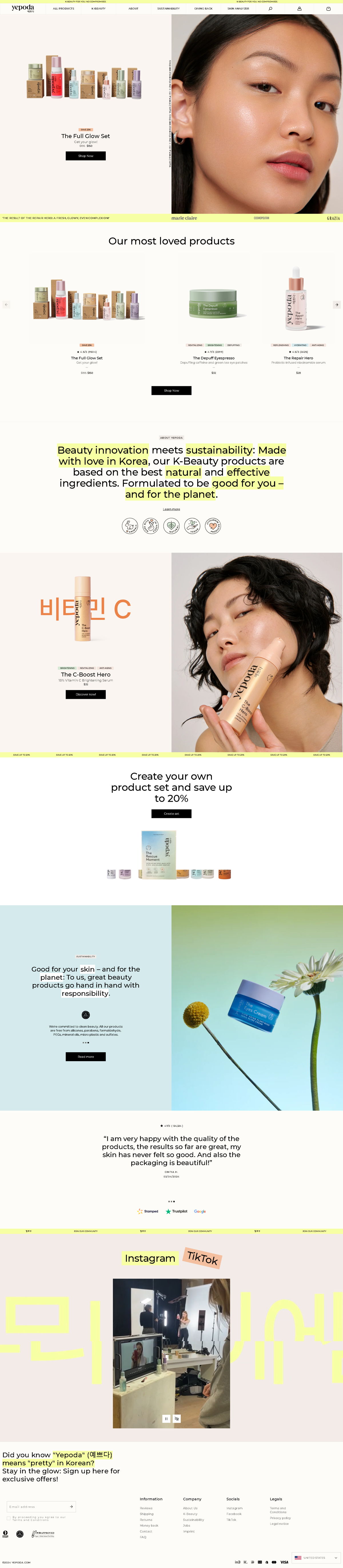 Screenshot of Yepoda.com, from the product page examples collection.