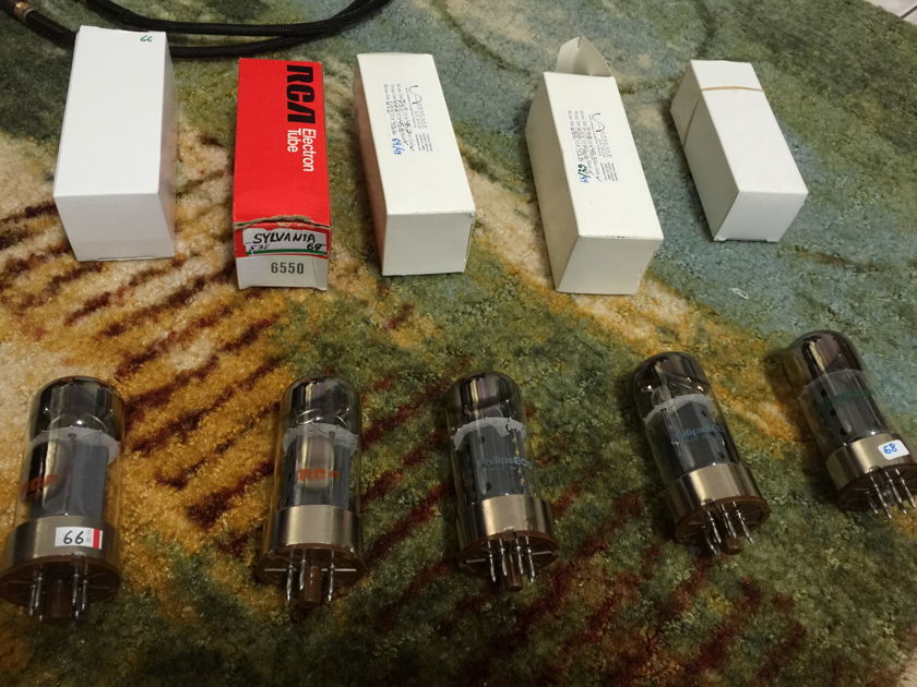 1 Quad 6550 Sylvania and 1 Missing guide pin Rca 6550, Phillips Ecg 6550 , 1 Sylvania 6550 For sale