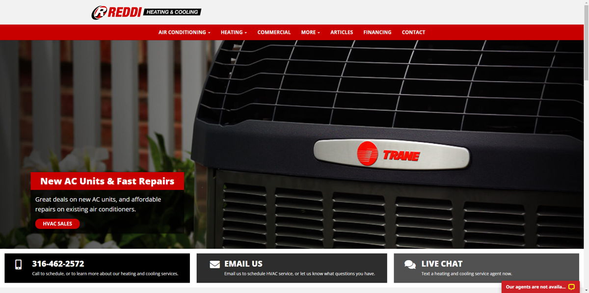 Screenshot of Reddi HVAC , from the hvac websites collection.