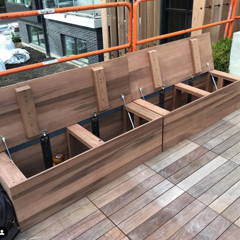 redwood outdoor storage bench