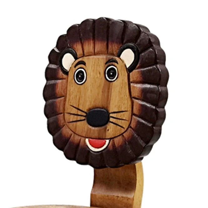 Children’s wooden chair: Lion themed with solid backrest - Image 3