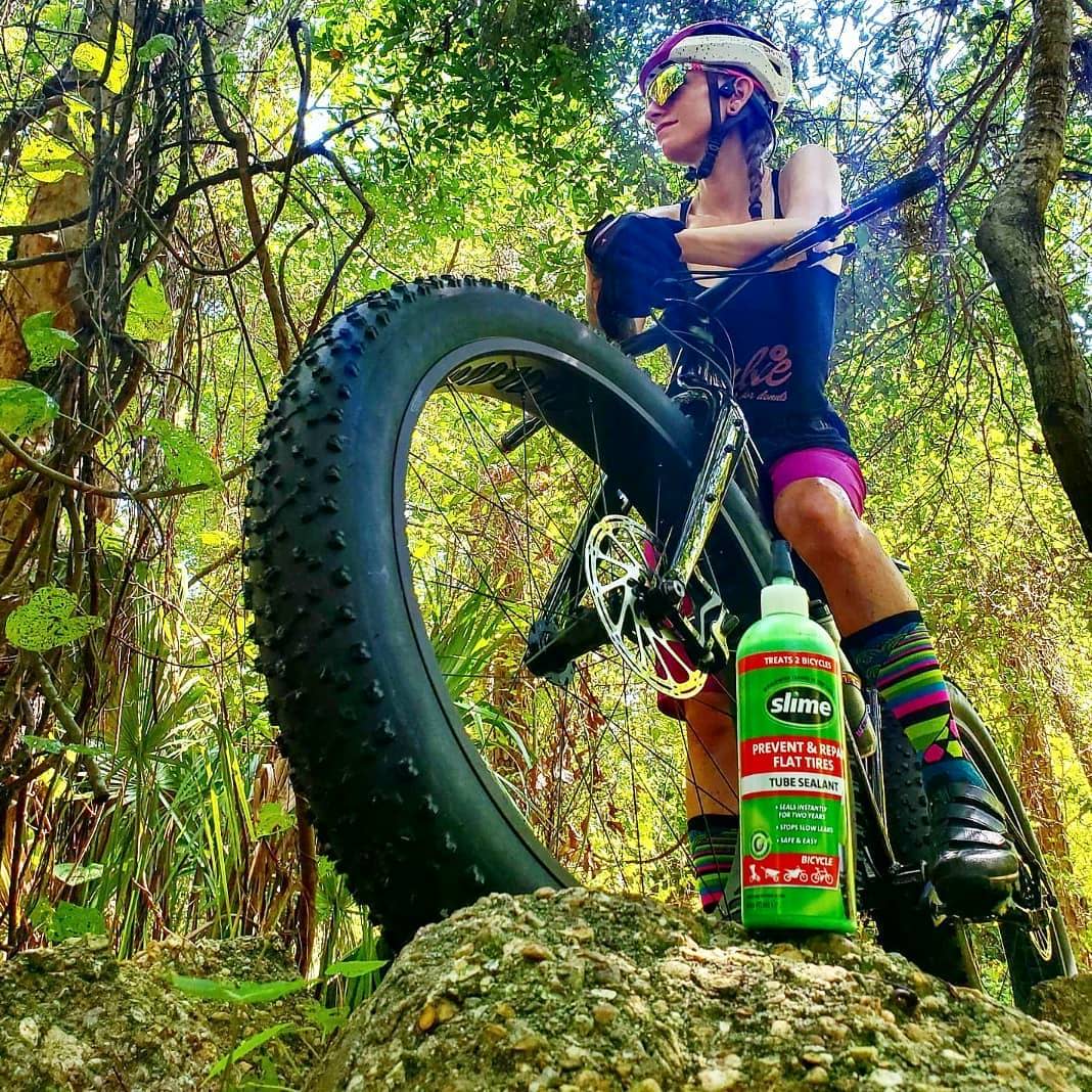 Mountain Biker and Slime Tube Sealant