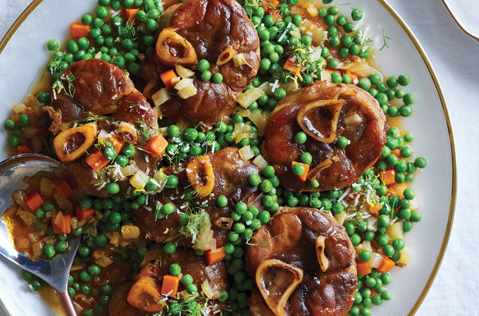 Osso buco de porc aux petits pois et gremolata au fenouil