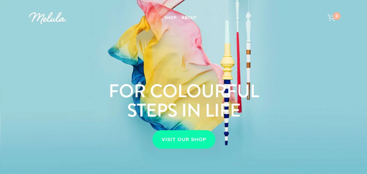 Screenshot of Melula, from the simple & minimal websites collection.