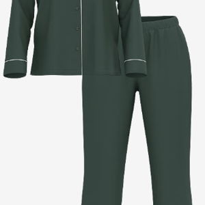 Modal Long Pajama Set, Small Regular - Botanical Green