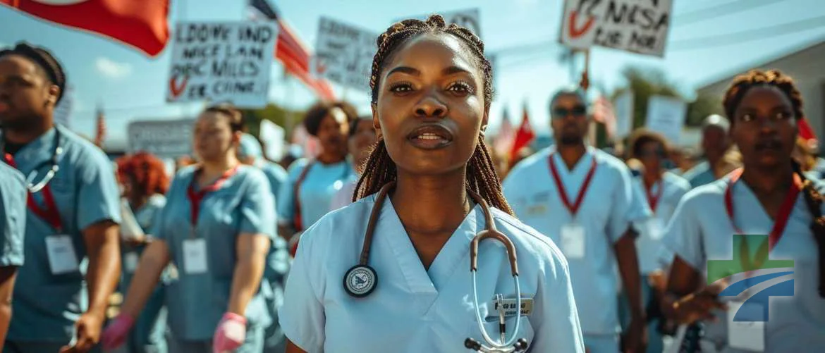 Nurses at rally advocating for better working conditions