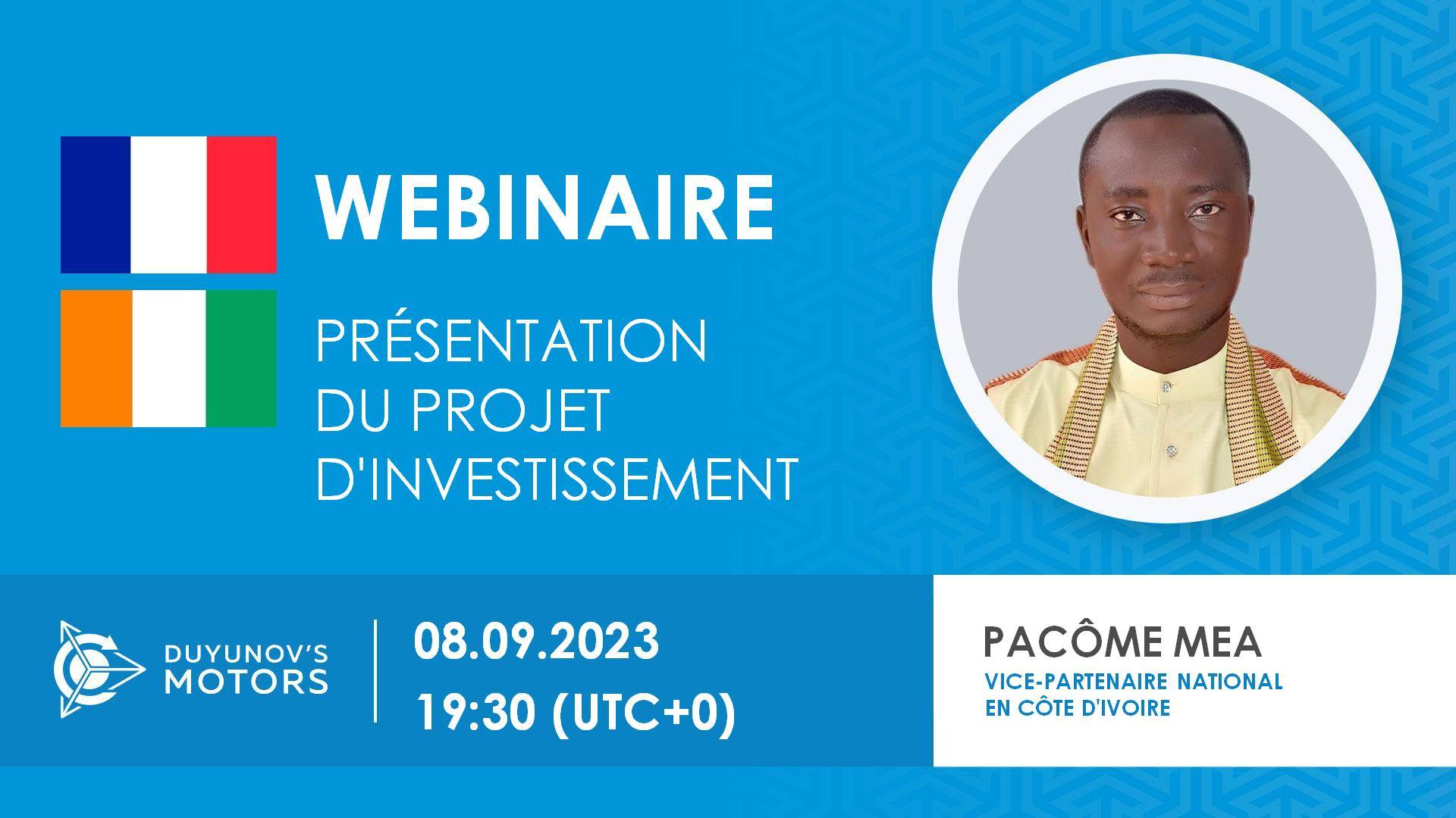 Côte d'Ivoire. Présentation du projet d'investissement des "Moteurs Duyunov"