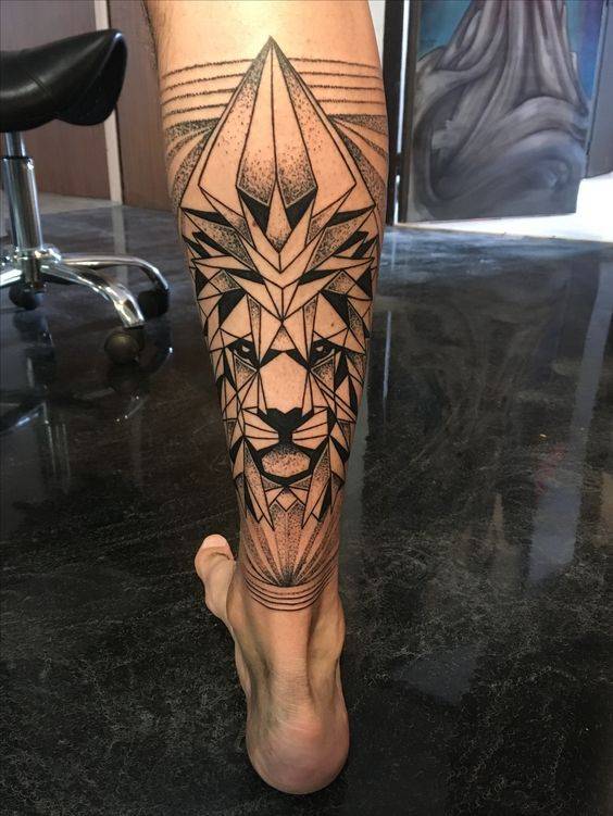 Tatouage Lion Geometrique Mollet