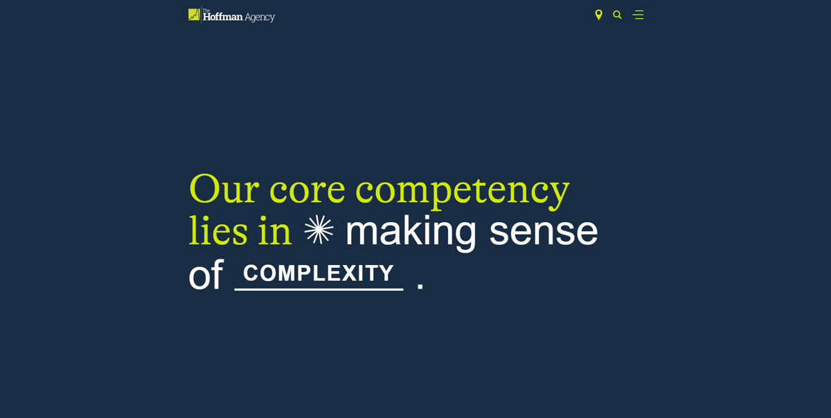 Screenshot of The Hoffman Agency, from the pr portfolios & websites collection.
