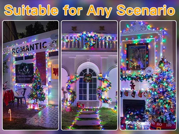 Features of Ollny's 800 leds clear cable cool white string lights - mobile size