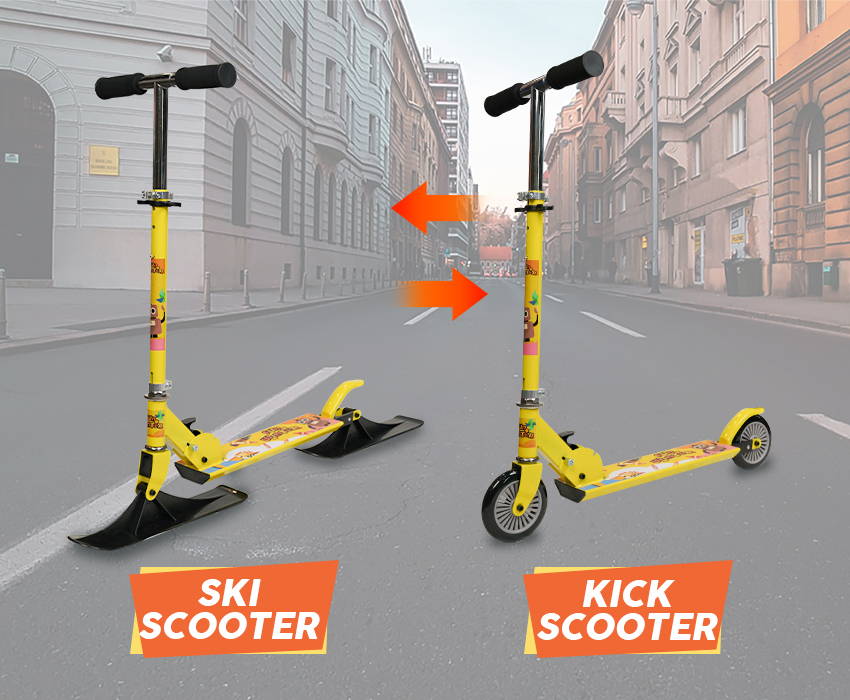 Funwater ski scooter and kick scooter can be converted into each other